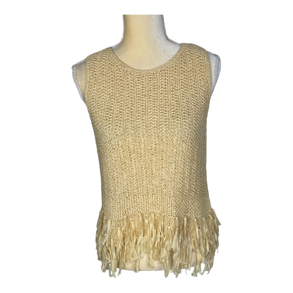 Ruby Rd. Petite Knitted Tank Top w/Ribbon Fringe Size PM